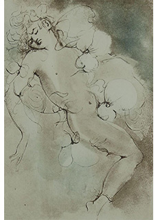 Untitled Implied Erotic Scene by Leonor Fini